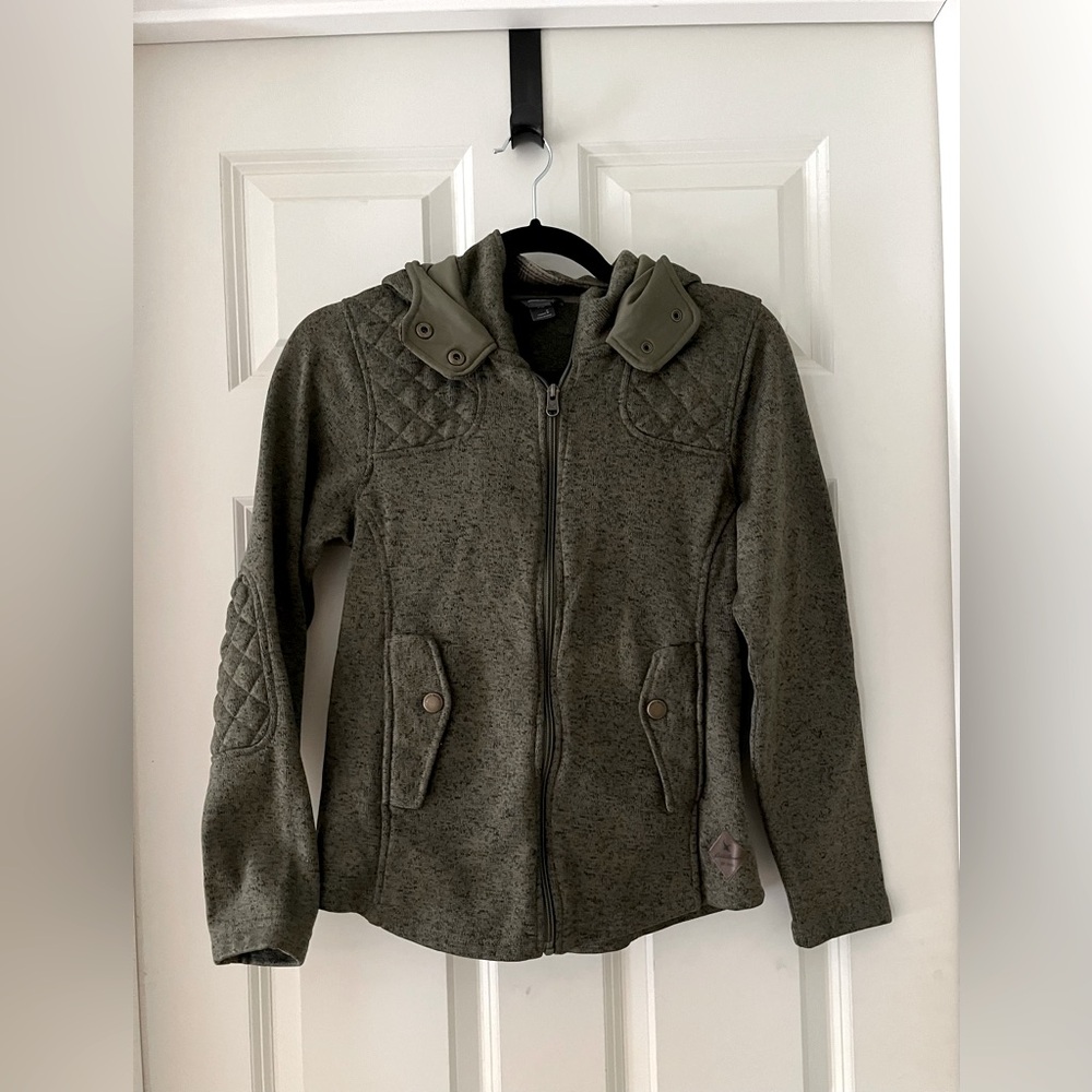 Eddie Bauer Hooded Full Zip Fleece Lined Olive Green Jacket size S